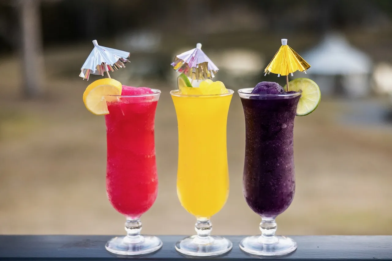 Photo of three flavours of Slushie cocktails.